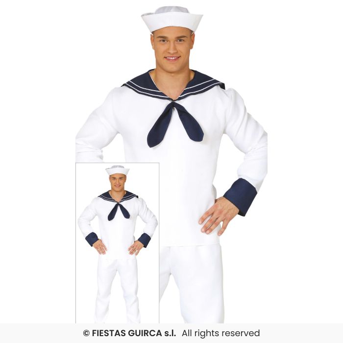Mens Sailor Costume Naval Officer Adults Fancy Dress Outfit Seaman S-XL