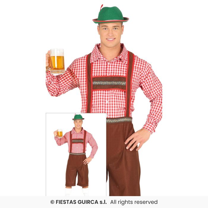 German Mens Lederhosen Fancy Dress Costume Beer Man Mens Oktoberfest M L