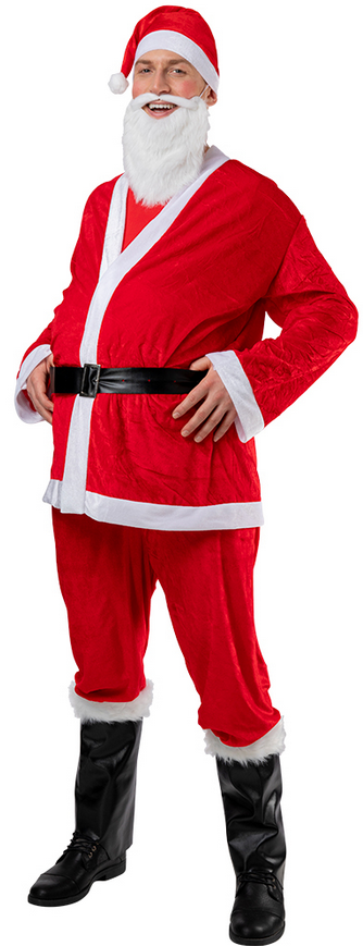 6pc Deluxe Velour Santa Suit Father Christmas Santa Claus Fancy Dress Outfit