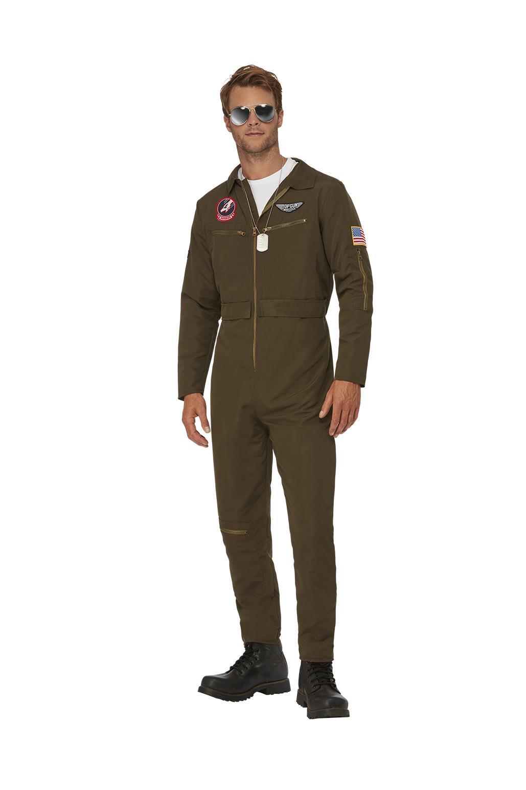 Top Gun Men's Aviator Costume Maverick 1980s TV Film Mens Fancy Dress Costume