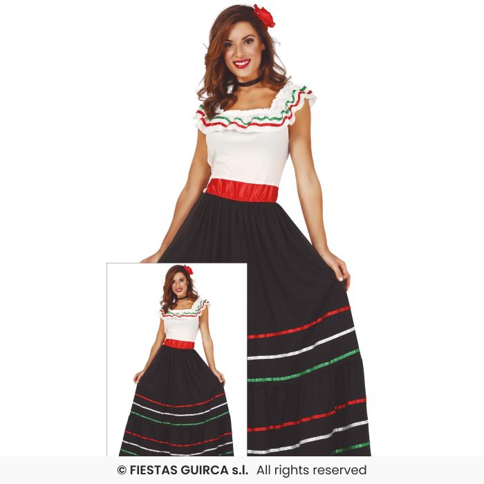 Ladies Mexican Dancer Costume Spanish Senorita Fancy Dress Outfit Adults UK 8-18