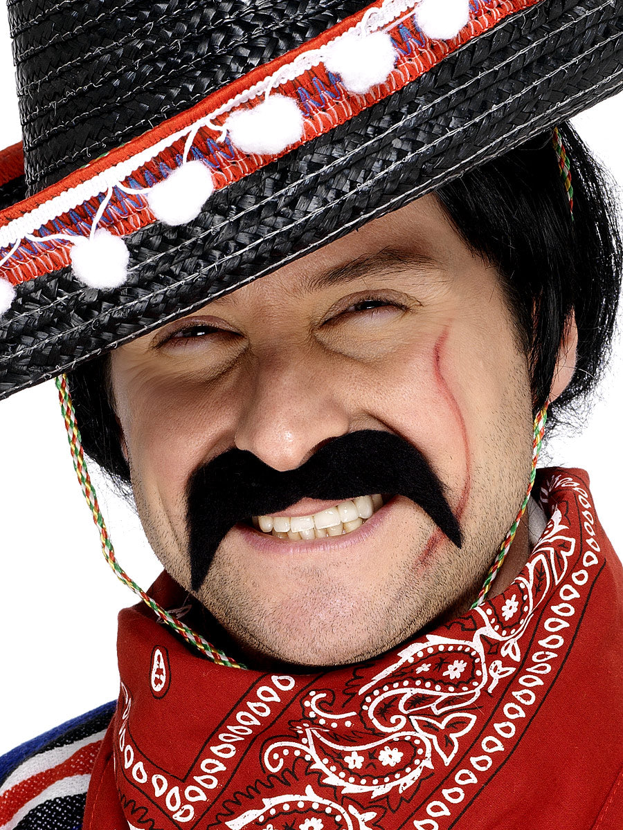 Mexican Tash Black Mens Western Bandit Moustache Fancy Dress Accessory