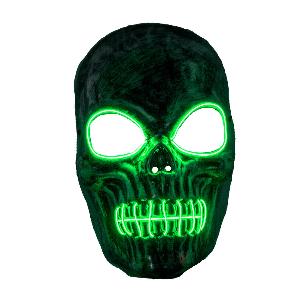 Skeleton Face Mask LED Light Up EL Halloween Party Costume Accessory Mask