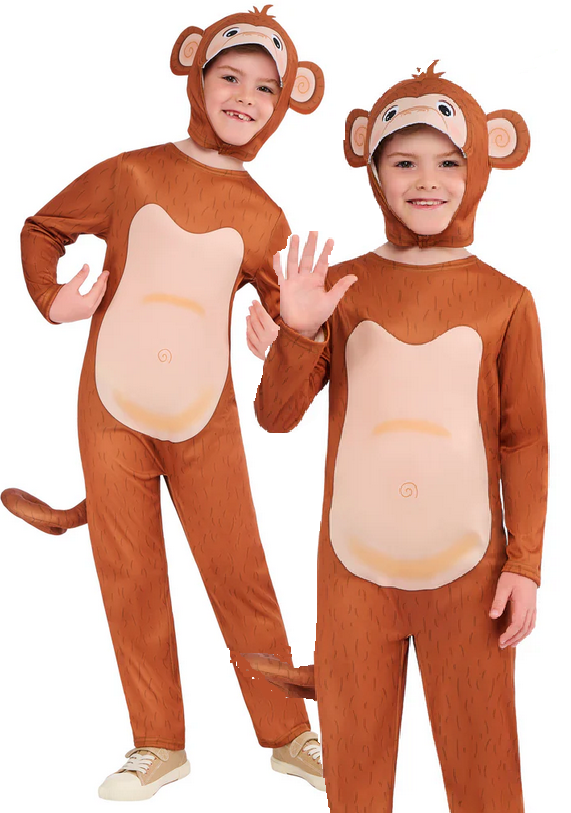 Childrens Monkey Costume Kids Zoo Animal Fancy Dress Outfit Book Day Boys Girls