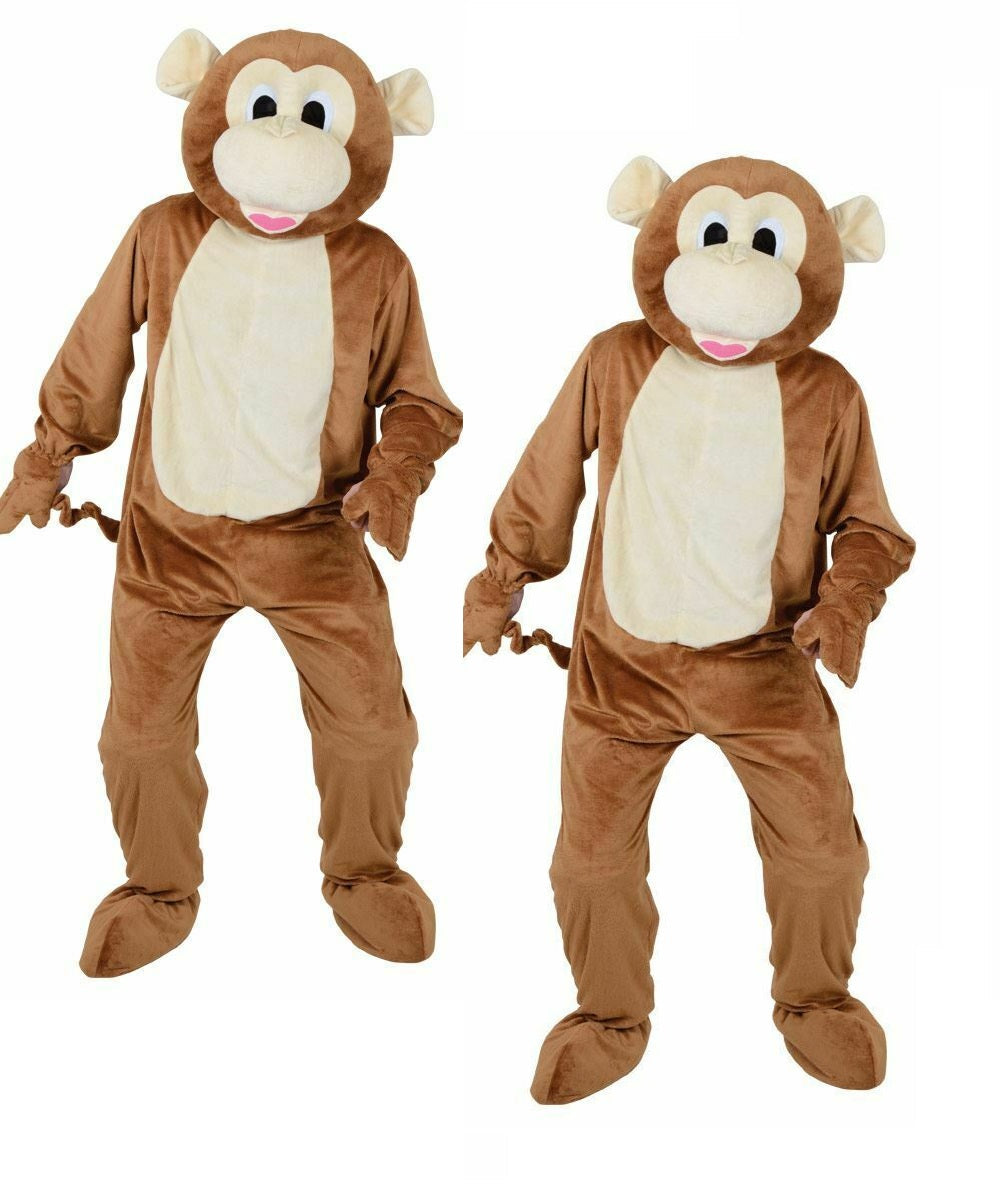 Adult Big Head Cheeky Monkey Fancy Dress Mascot Costume Animal Unisex Carnival