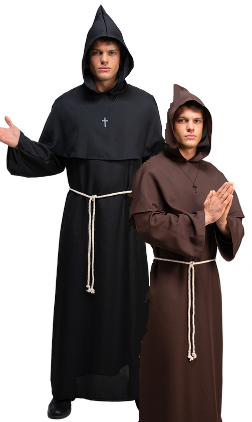 Medieval Monk Costume Mens Religious Figure Fancy Dress Outfit Adults Stag