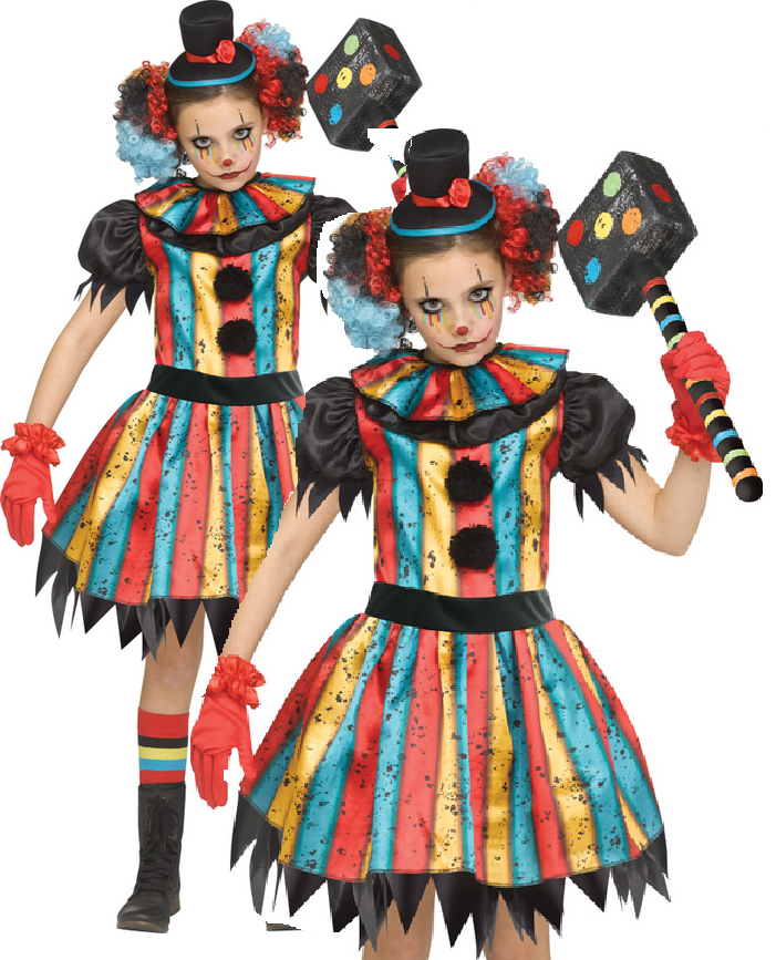 Girls Carny Clown Costume Funworld Scary Girls Clown Fancy Dress Outfit