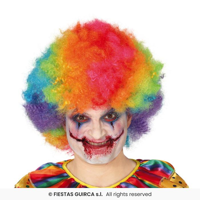 Multi Coloured Wig Afro Wig Clown Fancy Dress Accessory Halloween Zombie