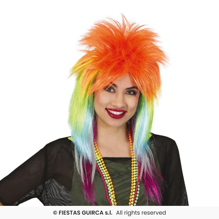 Rock Diva Wig Retro Disco Spiky Mullet Wig Ladies 70s 80s Fancy Dress Wig