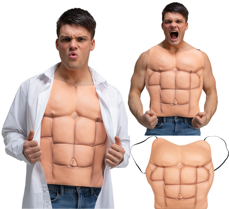 Instant Muscle Chest Adults Fancy Dress Accessory mens ladies Muscles
