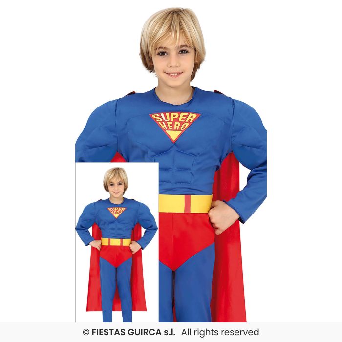 Muscle Hero Boys Superhero Fancy Dress Costume Padded Chest Age 3-12