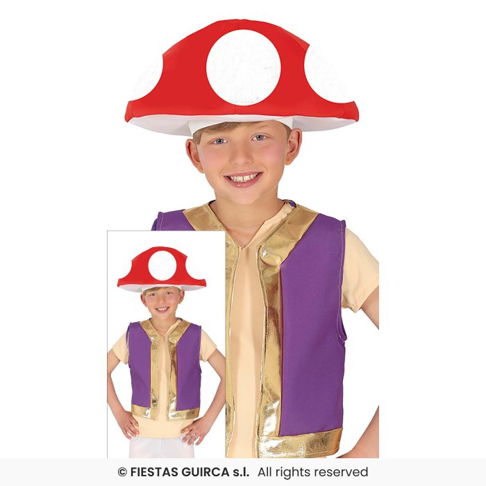 Mushroom Giene Costume Retro Gaming Fancy Dress Kids Outfit Age 3-12