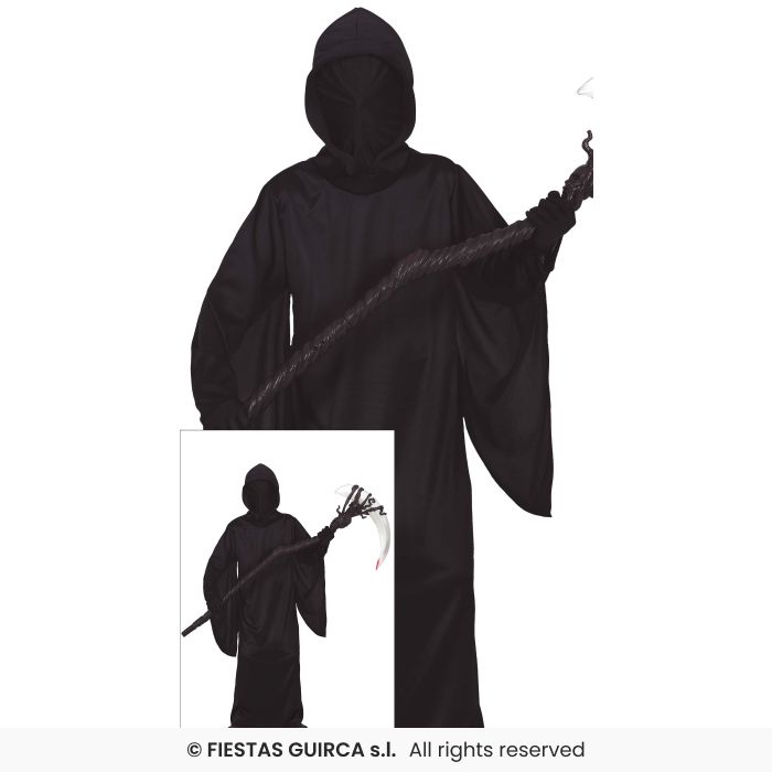Black Mystic Grim Reapers Robe Black Robe Kids Halloween Fancy Dress Costume Age 3-12