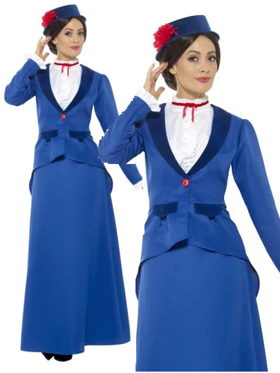 Victorian Nanny Costume Ladies Book Day Mary Poppins Outfit UK 8-26