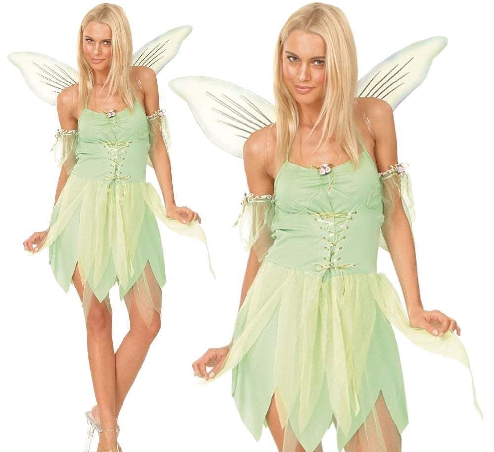 Tinkerbell Ladies World Book Day Fairy Fancy Dress Costume + Wings   Kingdom Fancy Dress