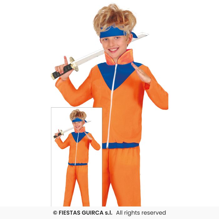 Orange Ninja Costume Boys Martial Arts Fancy Dress Outfit Kids Ninjas Age 5-16
