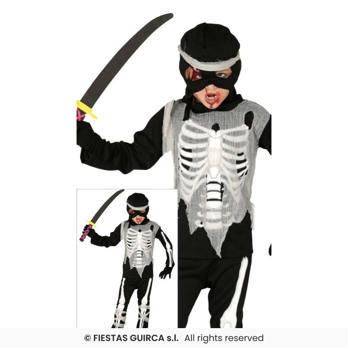 Halloween Skeleton Ninja Costume Fancy Dress Kids Outfit Martial Arts Fighter Age 3-12