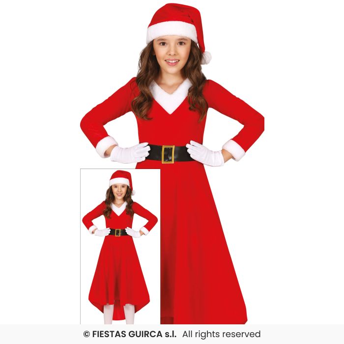 Girls Traditional Santa Claus Costume Mrs Claus Outfit Kids Fancy Dress Age 3-12