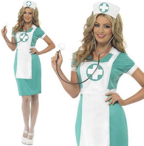 Nurse Uniform Costume Womens Doctor Adult Fancy Dress Hen Party New