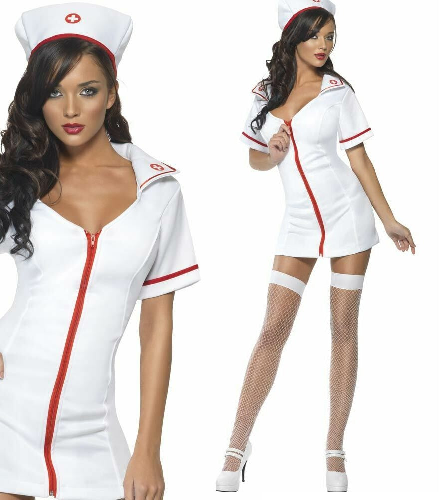 Ladies Fever No Nonsense Nurse Costume Adults Sexy Hen Party Fancy Dress UK 4-18