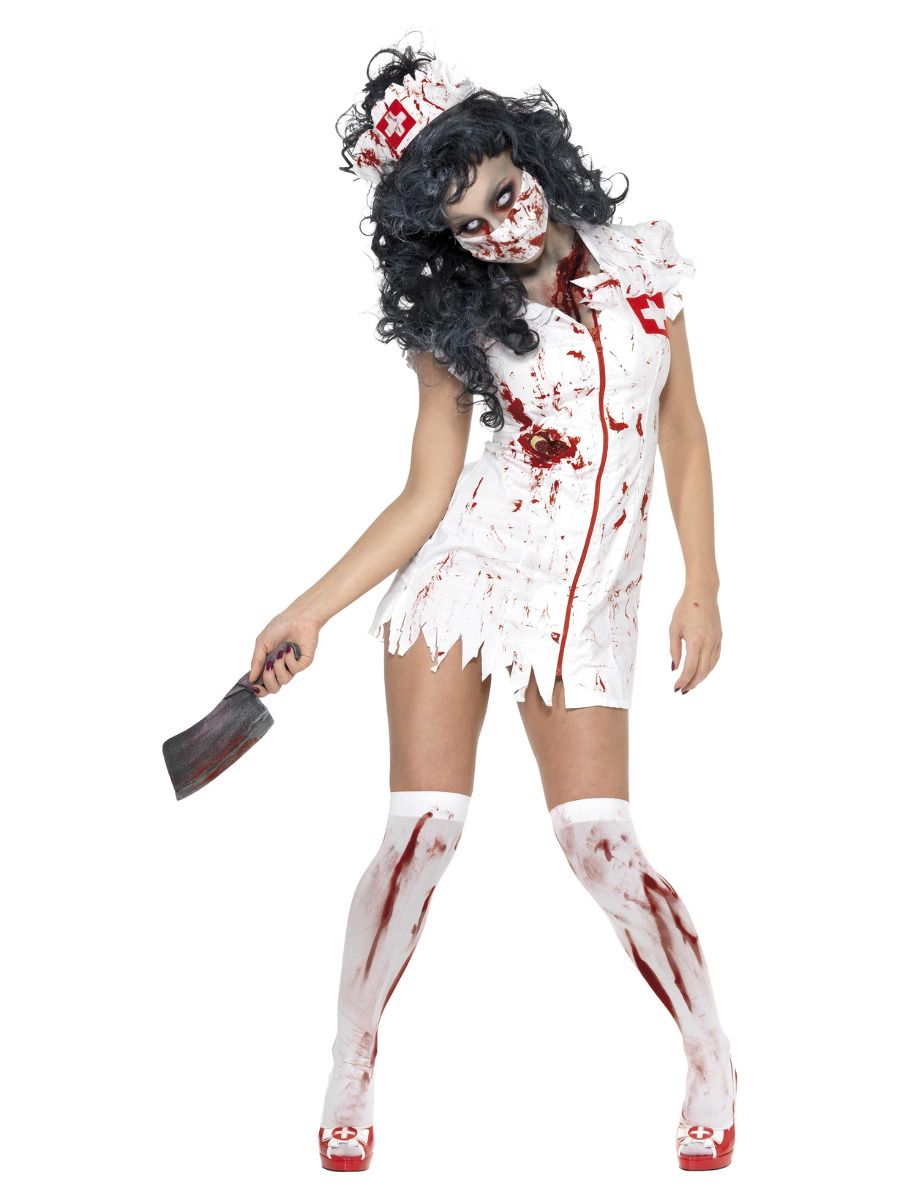 Halloween Zombie Nurse Costume Ladies Womens Scrubs Fancy Dress Adult XS-L