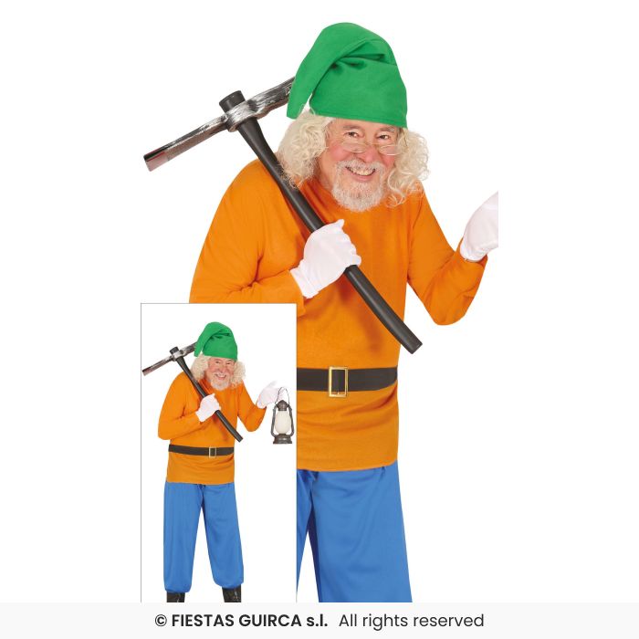 Orange Fairytale Little Dwarf Costume Mens Storybook Play Fancy Dress Outfit Adults