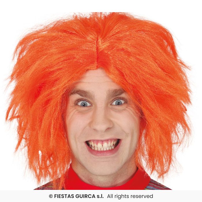 Orange Spikey Wig Adults Doll Halloween Fancy Dress Accessory Mens