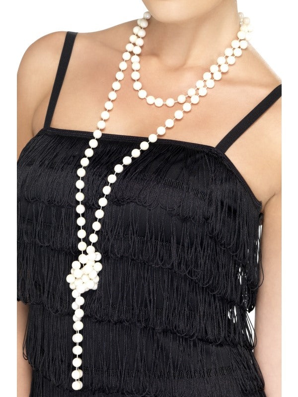 Pearl Necklace 180cm Ladies Fladpper Fancy Dress Costume Accessory