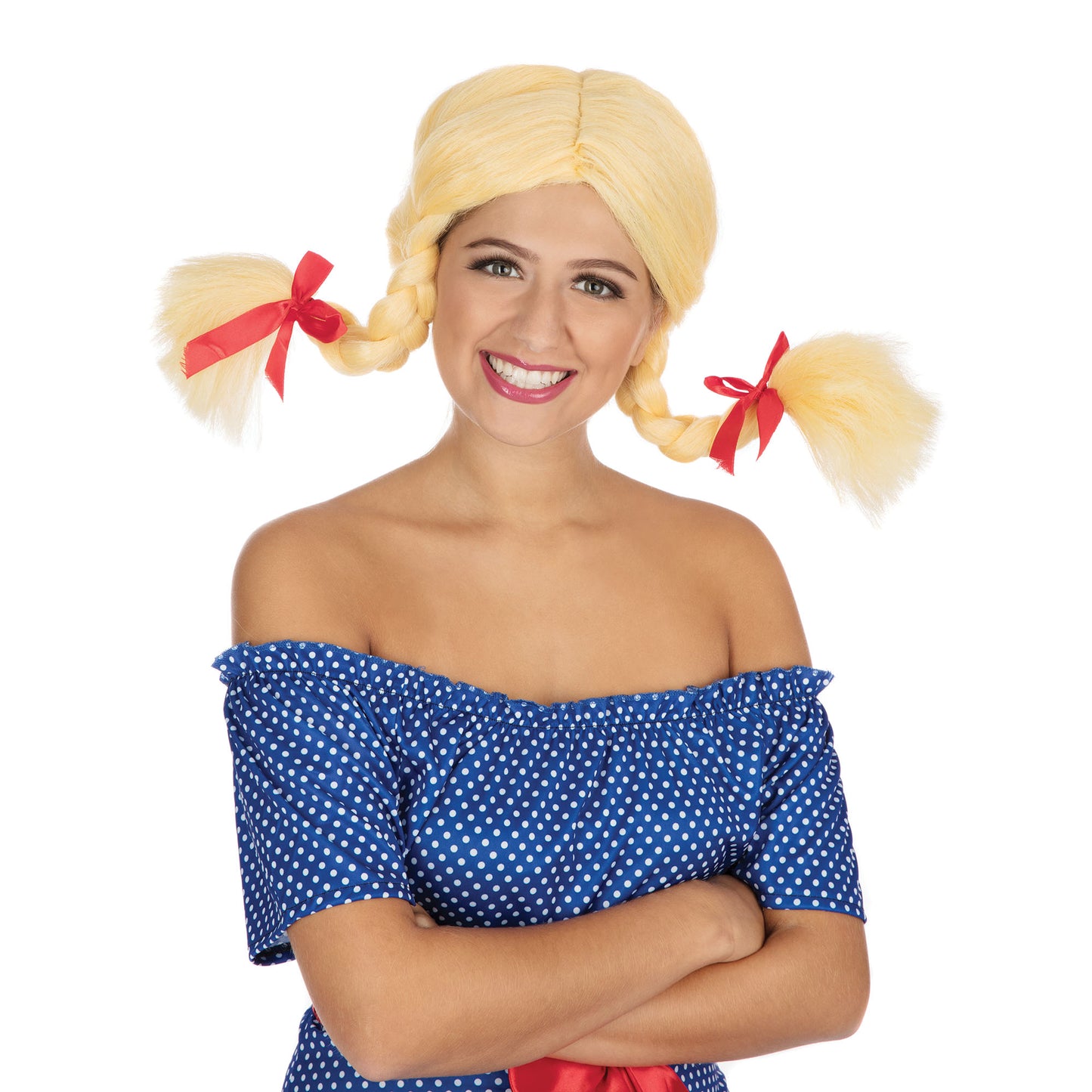 Adult Ladies Blonde Pigtail Wig Beer Festival Bunches Plait Fancy Dress New