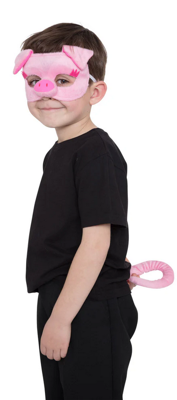 Pig Mask & Tail Childrens Fancy Dress Nose Book Day Accessory Boys Girls