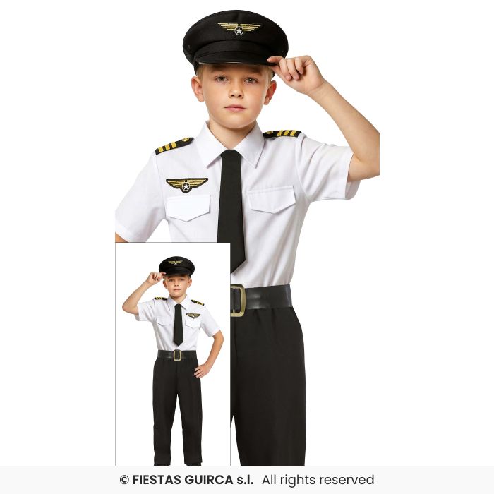 Airline Captain Kids Pilot Fancy Dress Costume Occupations Outfit Age 5-12