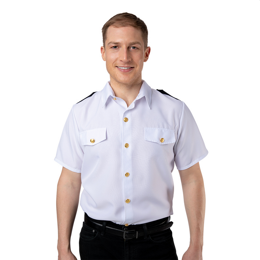 Pilot Shirt Mens Airline Pilots Fancy Dress White Shirt Sailor Navy Uniform