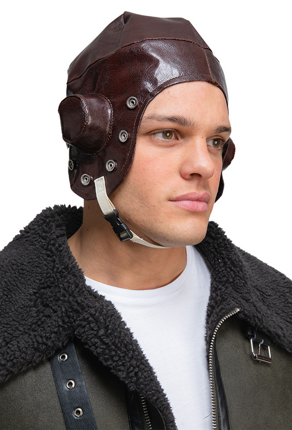 WW2 Fighter Pilot Adults Fancy Dress Accessory Mens Aviator Fancy Dress Helmet
