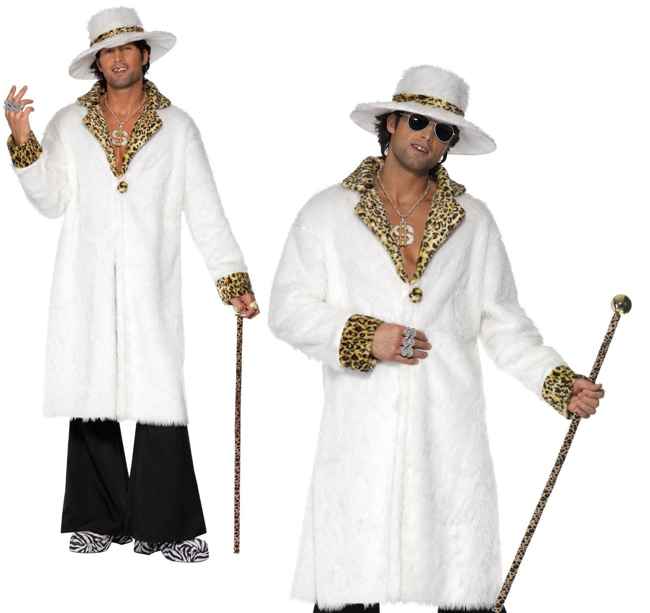 Adults Pimp Costume Mens 1970s Fancy Dress Outfit Pimp Gangster Daddy New