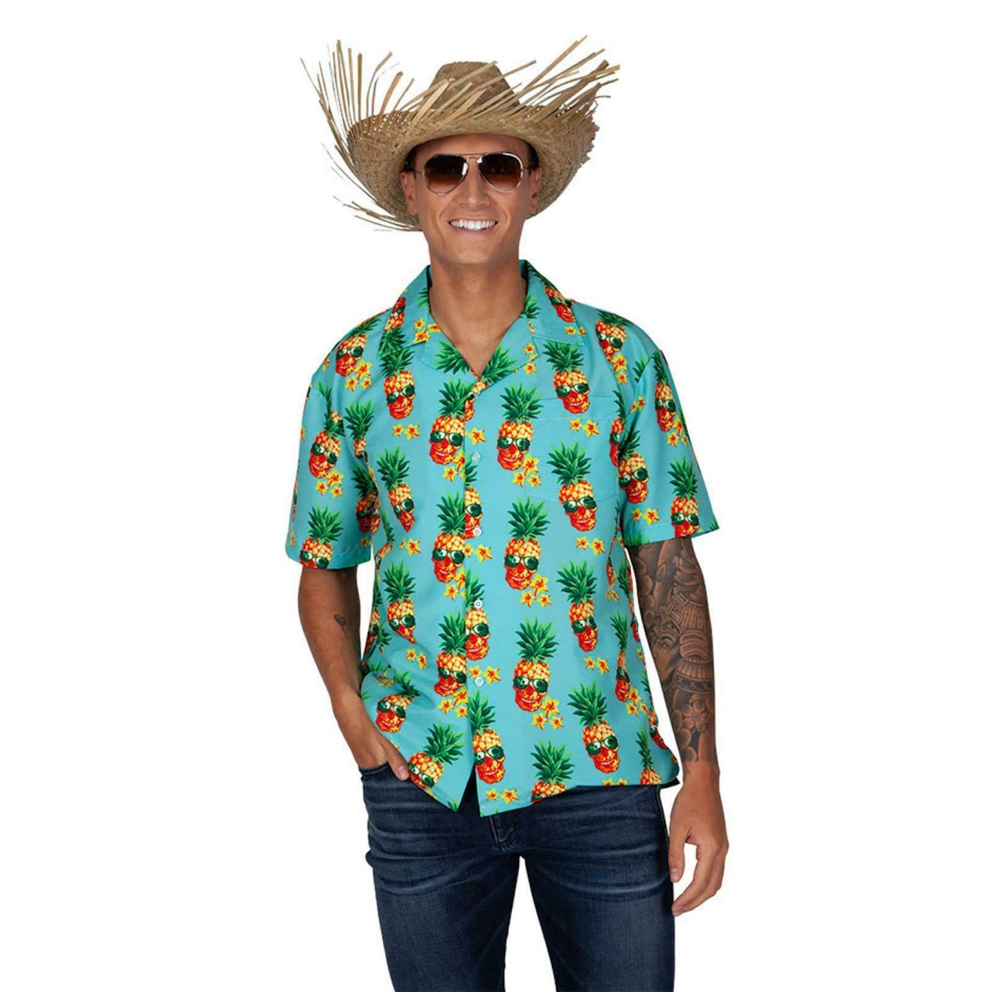 Hawaii Shirt Funky Pineapple Adults Beach Party Summer Fancy Dress Costume
