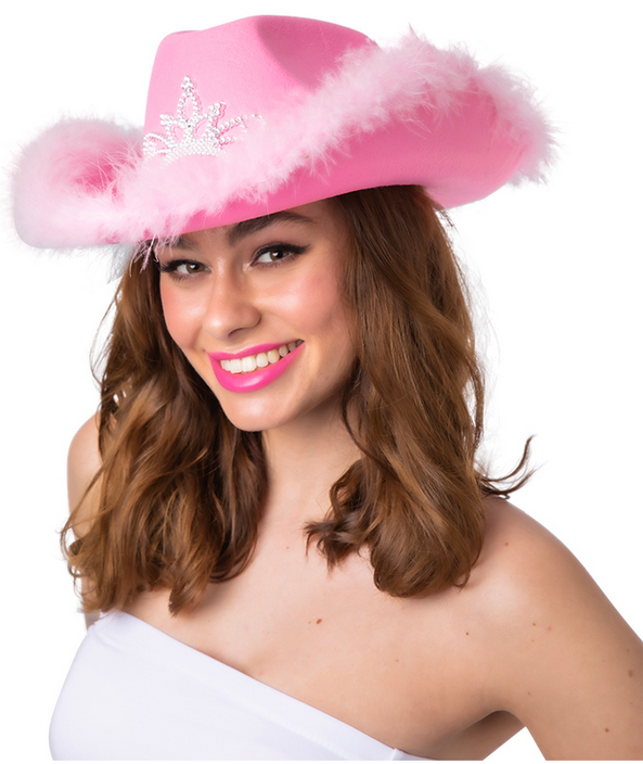 Pink Cowboy Hat Ladies Hen Night Fancy Dress Wild West Rodeo Accessory New