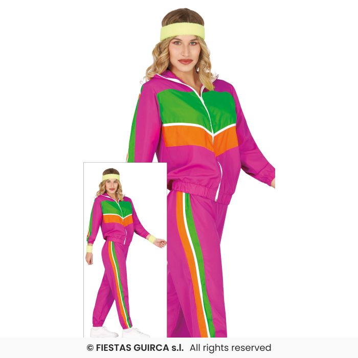 Gym Pink Ladies Shellsuit 1980s Retro Tracksuit Fancy Dress 80s Outfit Adults Trackie UK 8-18