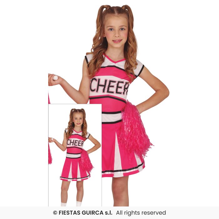 Pink Cheerleader Girls Fancy Dress Costume Cheerleading Age 3-12