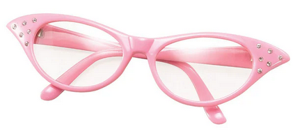 Rhinestone Glasses Adults Flirtin 50s Fancy Dress Accessory Ladies Pink