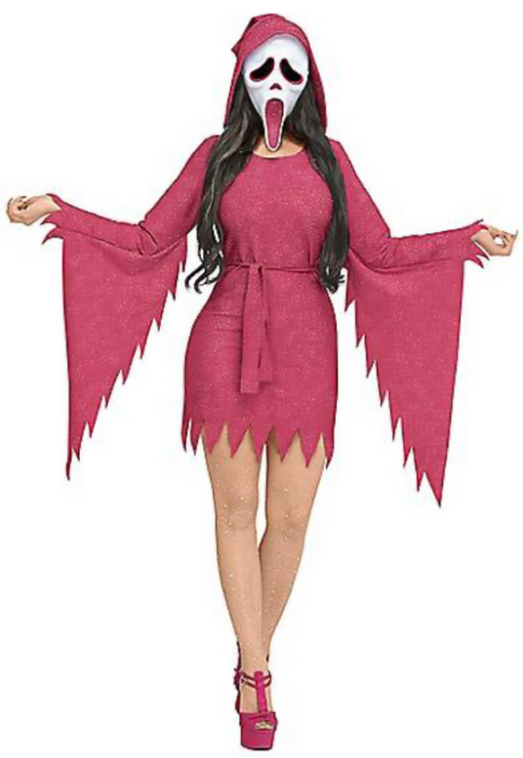 Ghost Face® Hot Pink Glitter Ladies Scream Fancy Dress Costume Fun World Official
