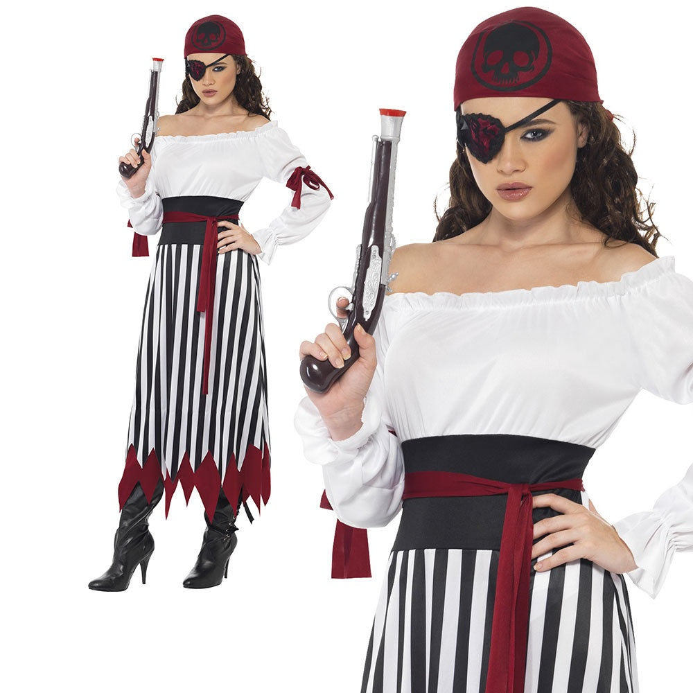 Pirate Lady Costume Ladies Pirates Buccaneer Caribbean Fancy Dress Outfit