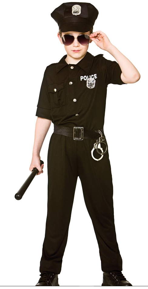 Boys Child New York NYC US Cop Police Officer Fancy Dress Costume Outfit + Hat