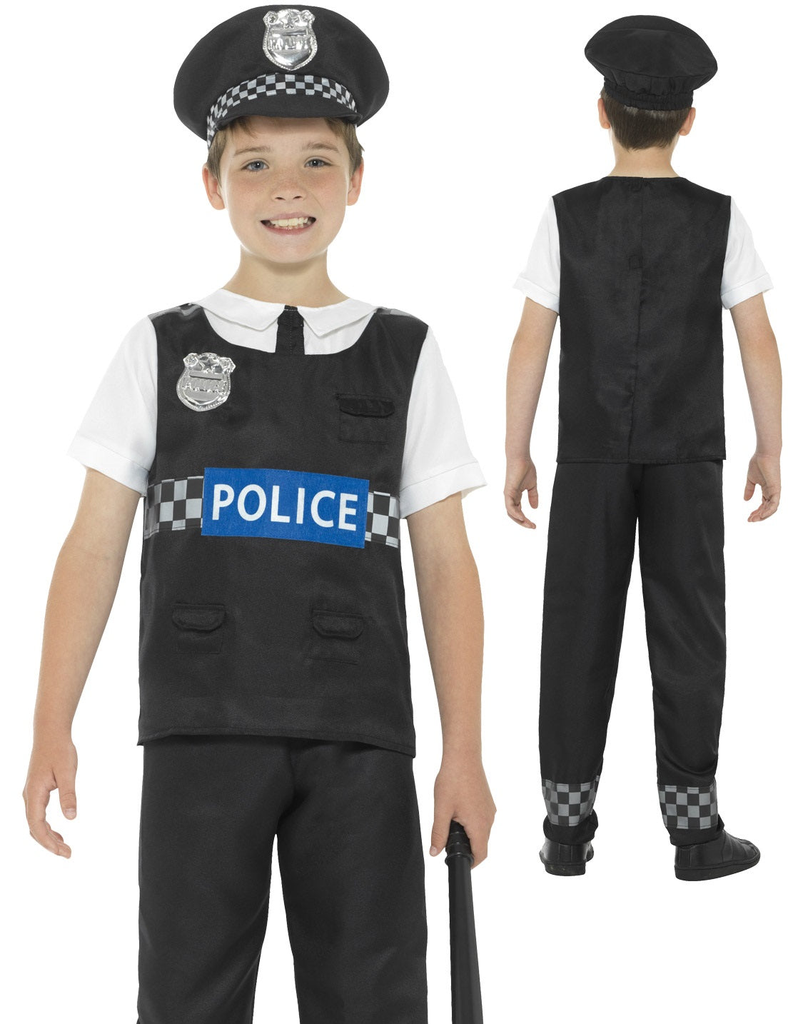 Boys Police Officer Costume Childs Cop PC Fancy Dress Book Week Uniform Age 4-12