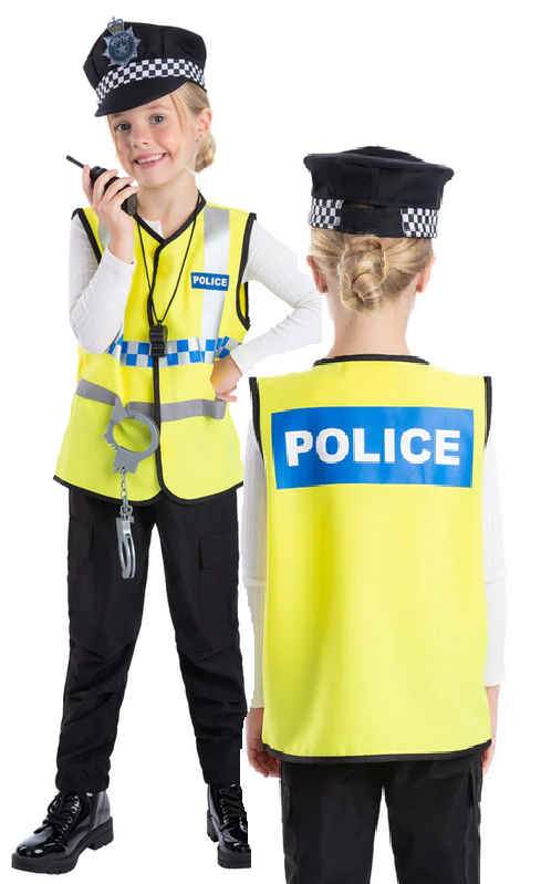 UK Police Officer Kids Roleplay Occupations Fancy Dress Outfit Policeman Age 4-12