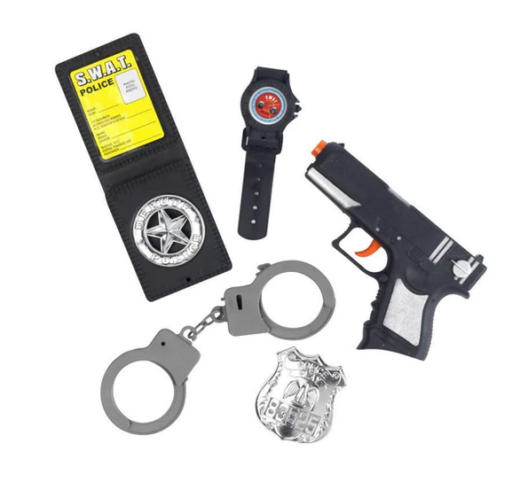 Police Officer Accessory Kit Kids Fancy Dress Costume Gun Handcuffs Policeman