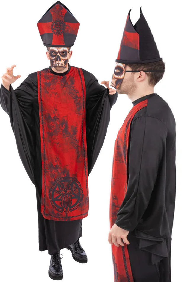 Cardinal Sin Costume Adults Halloween Priest Fancy Dress Outfit Mens Zombie