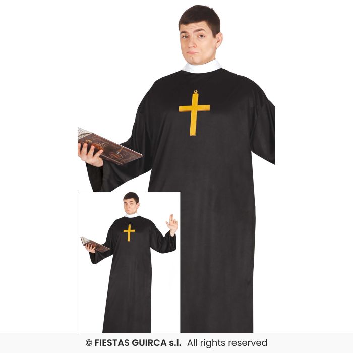 Priest Costume Mens Religious Figure Fancy Dress Outfit Adults S-XXL
