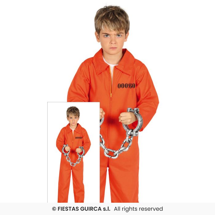 Orange Convict Kids Halloween Fancy Dress Prisoner Boiler Suit Boys Girls Age 3-12
