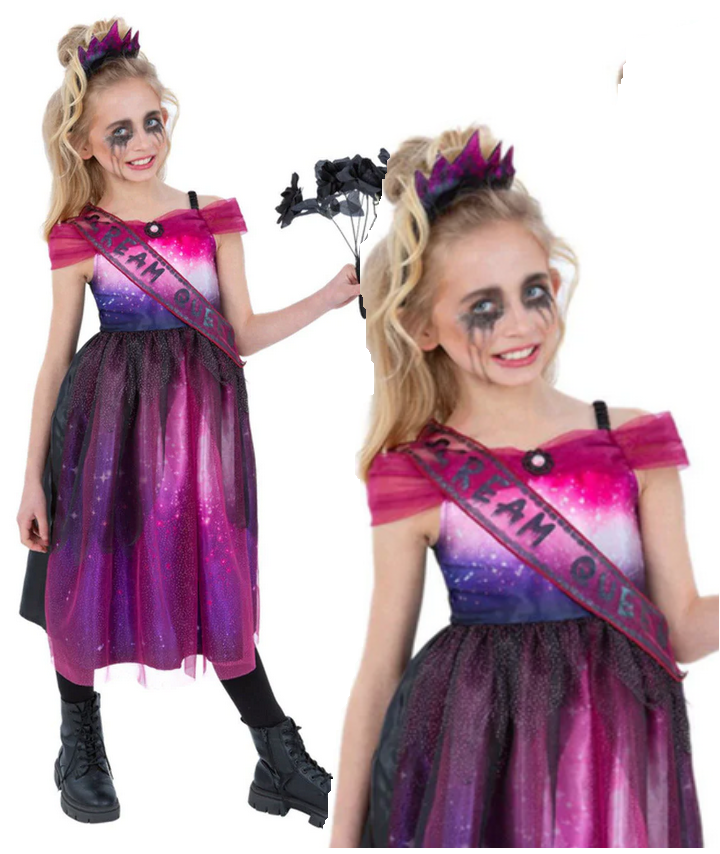 Scream Queen Costume Girls Prom Fancy Dress Halloween Outfit Bride Age 4-12