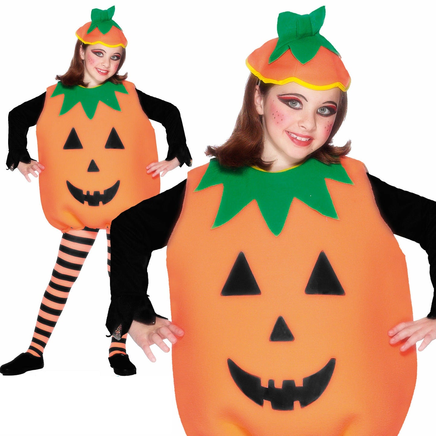 Trick Or Treat Child Pumpkin Fancy Dress Costume Boys Girls Halloween Outfit New
